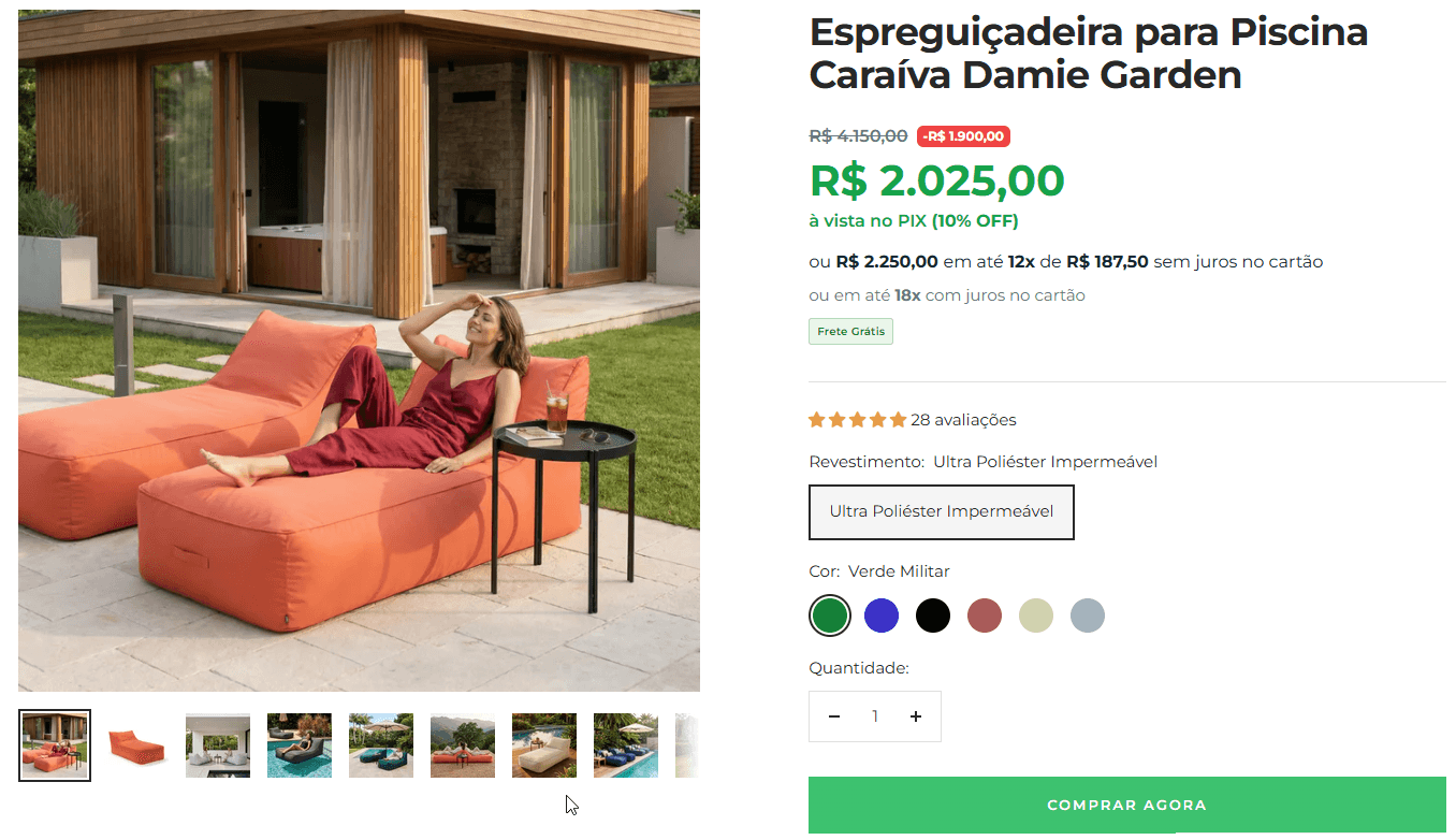 Carrinho de compras no site da Damie.