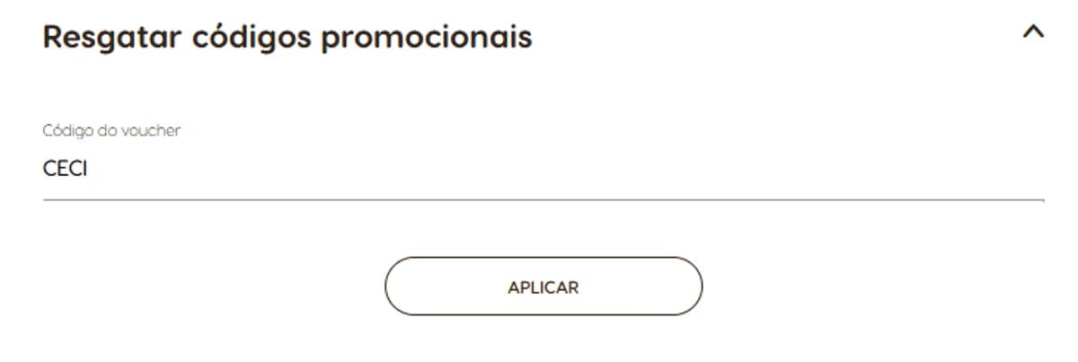 Tela do checkout NESCAFÉ Dolce Gusto mostrando a opção para inserir o código do voucher.
