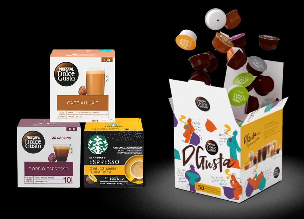Caixas de cápsulas NESCAFÉ Dolce Gusto prontas para entrega recorrente na Assinatura