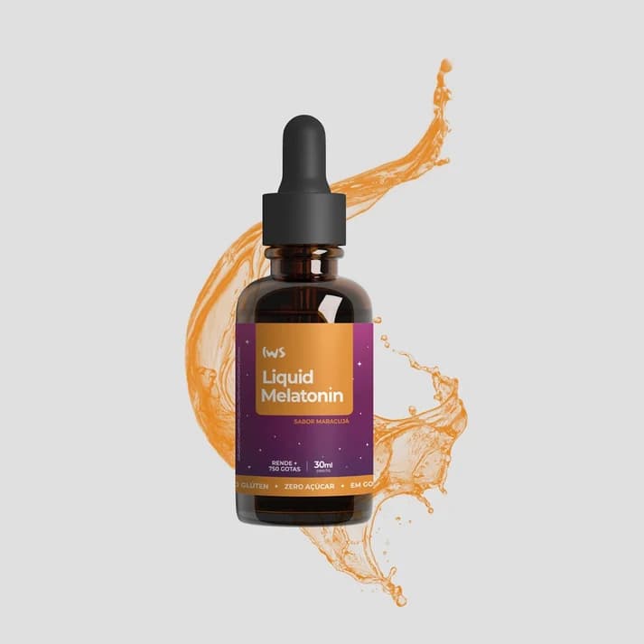 Frasco conta-gotas da Melatonina Líquida IWS 30ml, sabor maracujá