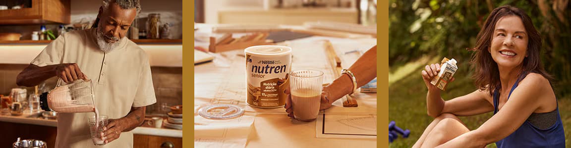Linha Nutren Senior no site oficial: latas de 740 g e 370 g e versões prontas para beber