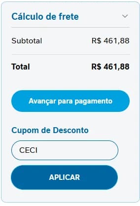 Campo "Cupom de Desconto" no checkout da Nestlé Nutre com o código CECI digitado.