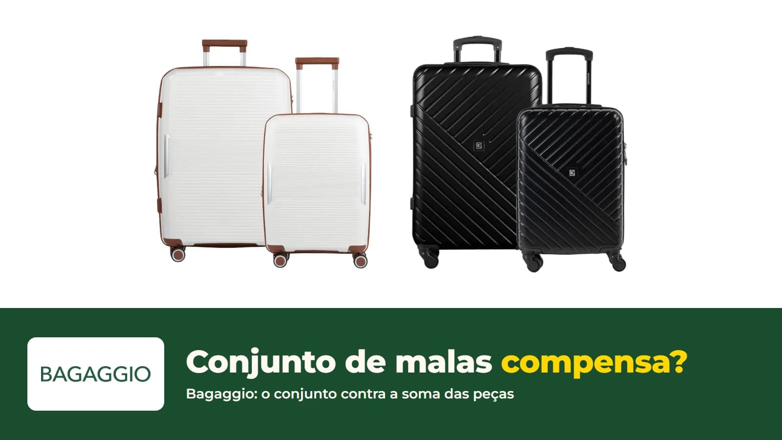 Conjunto de malas Detroit da Bagaggio, em foto oficial da loja, com o logo da Bagaggio